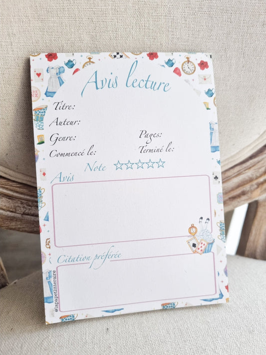 Bloc-notes Avis de lecture Alice au pays des merveilles Edition limitée - La Papet' Littéraire