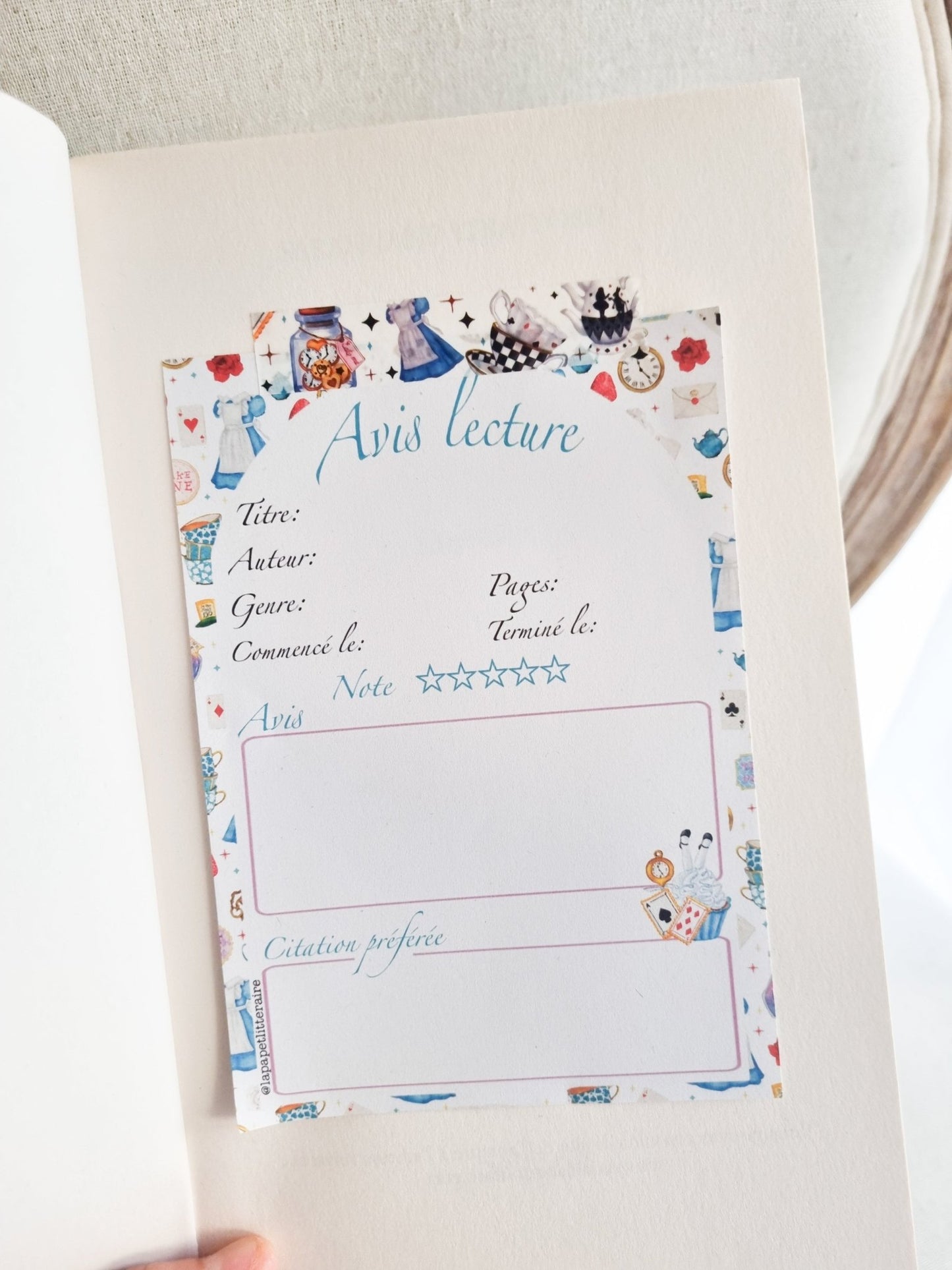 Bloc-notes Avis de lecture Alice au pays des merveilles Edition limitée - La Papet' Littéraire