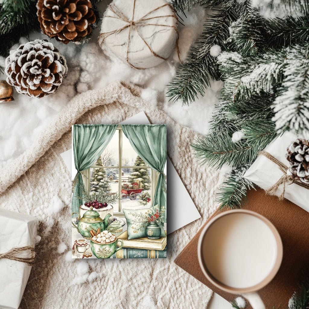 Carte & affiche hiver – Derrière la Fenêtre d’Hiver | Décoration murale & papeterie cosy - La Papet' Littéraire