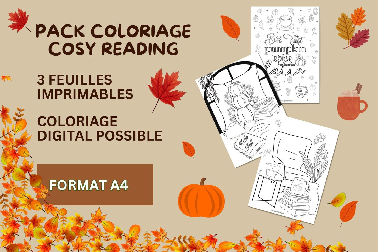 Coloriages Cosy reading à imprimer - pack de 3 - La Papet' Littéraire