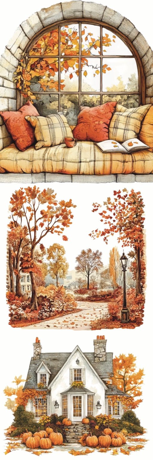 Marque - page automne cosy – Coin lecture en alcôve et maison citrouillée - La Papet' Littéraire