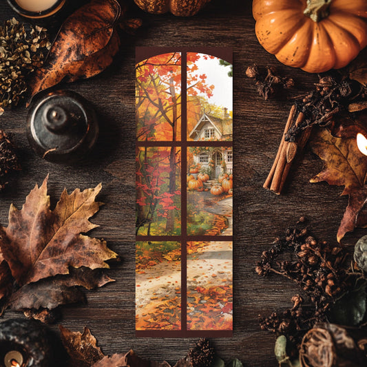 Marque - page automne – Vue cosy sur maison aux citrouilles - La Papet' Littéraire