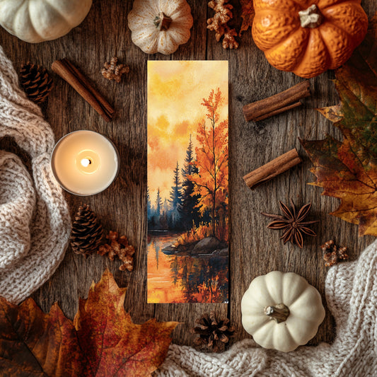 Marque-page automne – Forêt dorée au bord du lac