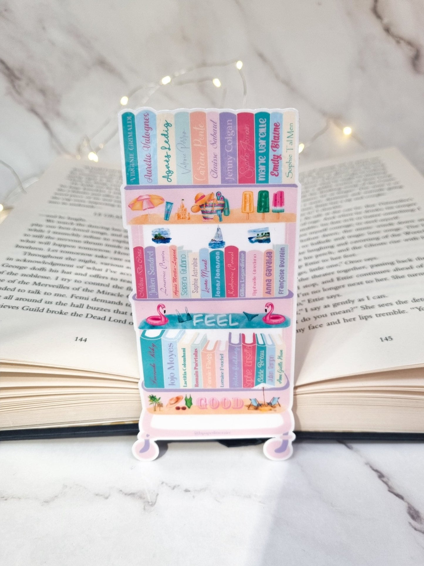 Marque-page lecture: Chariot de livres Feel good - La Papet' Littéraire
