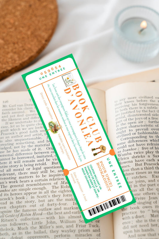 Marque page Ticket d'entrée Book Club d’Avonlea - La Papet' Littéraire