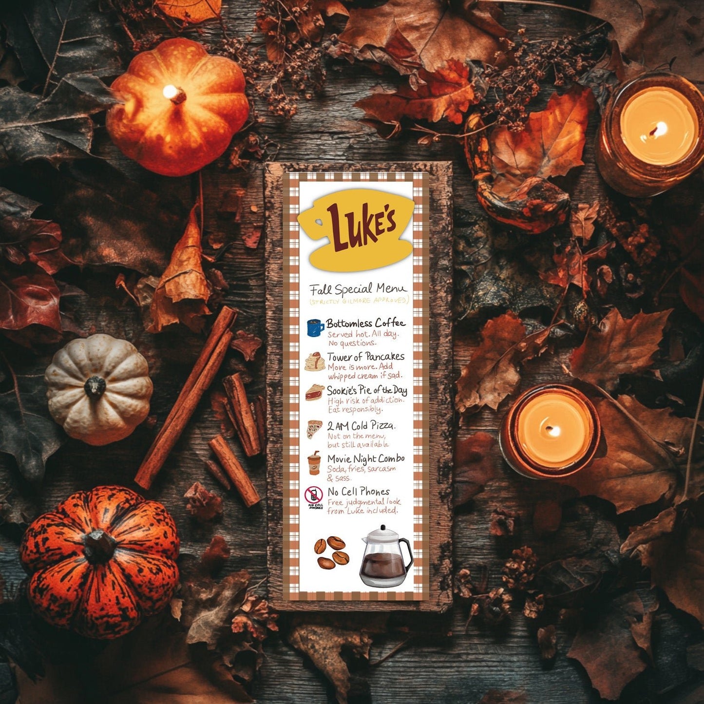 Marque‑page “Luke’s Fall Menu” – Stars Hollow Edition - La Papet' Littéraire