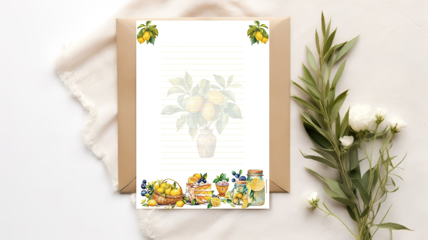 Papier à lettre à imprimer Fraîcheur citronnée - La Papet' Littéraire