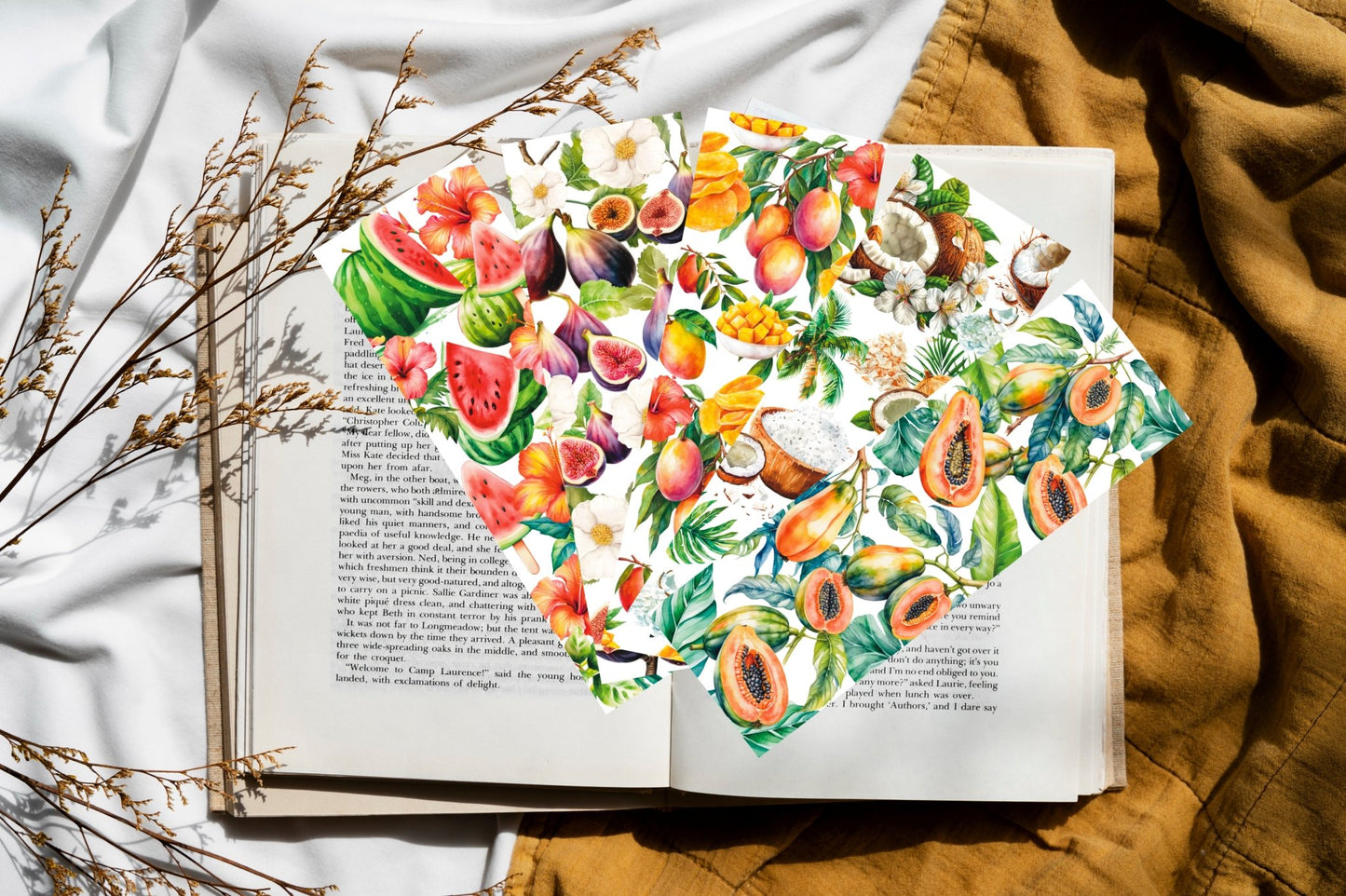 Set de 5 marque - pages fruits - Le Panier Tropical - La Papet' Littéraire