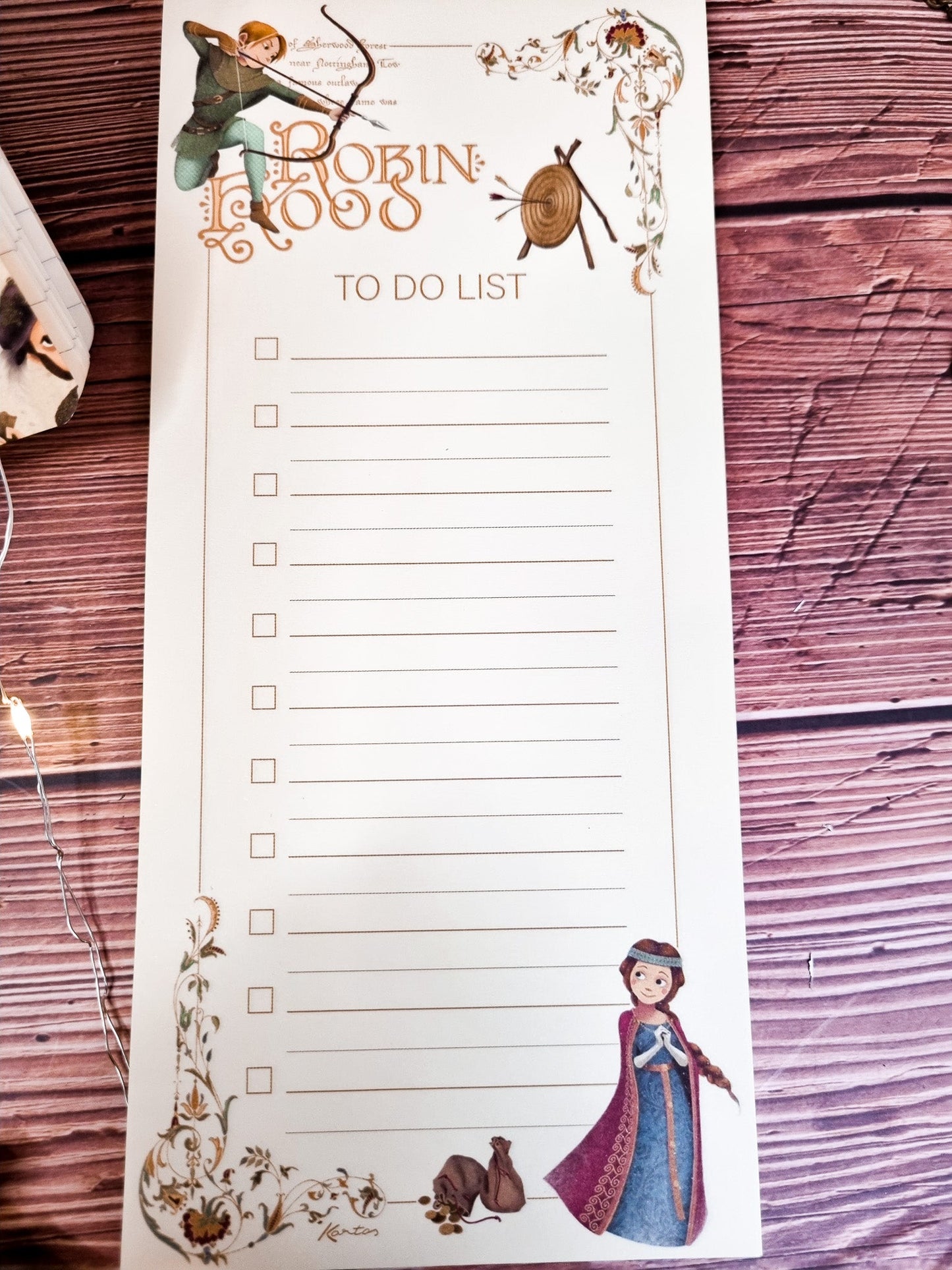 Set Robin des Bois : Carnet A6 et Bloc To - Do List - La Papet' Littéraire
