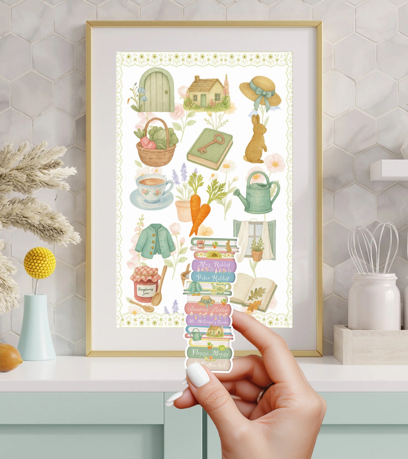 Sticker illustré – Pile de livres Beatrix Potter - La Papet' Littéraire