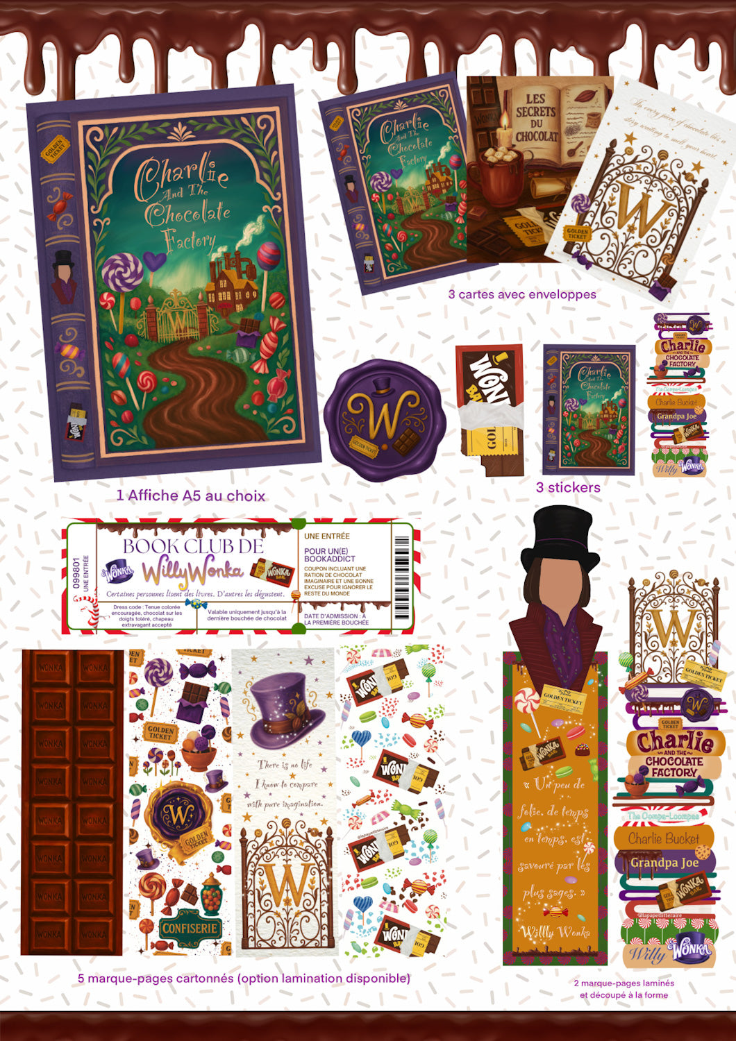 🍫 Coffret Charlie et la Chocolaterie – Box Papeterie Gourmande Édition Limitée
