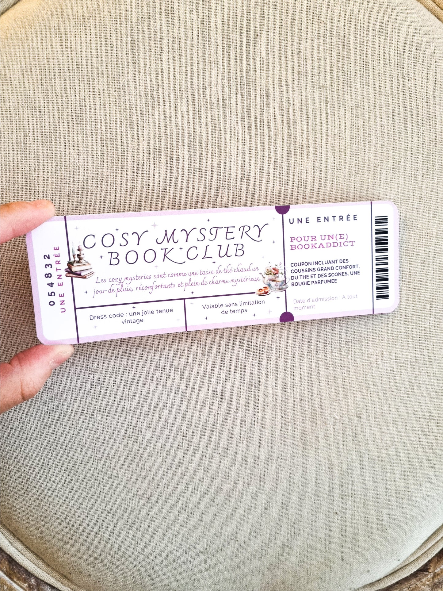 Marque-page Ticket d'entrée Cosy Mystery Book Club