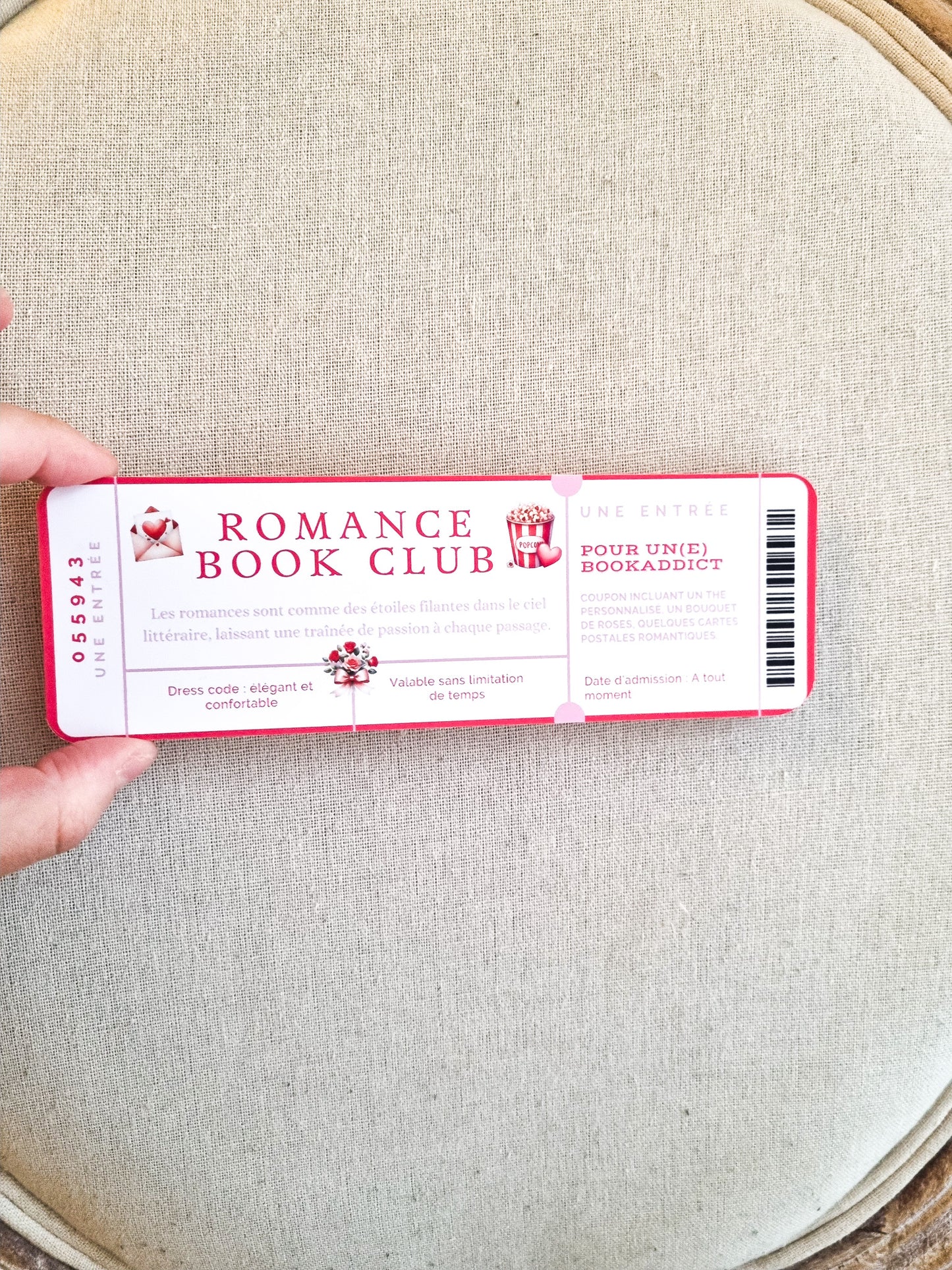 Marque-page Ticket d'entrée Romance Book Club