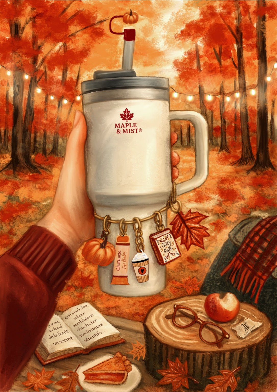Affiche ou carte – Quencher Stanley Maple & Mist en forêt d’automne - La Papet' Littéraire