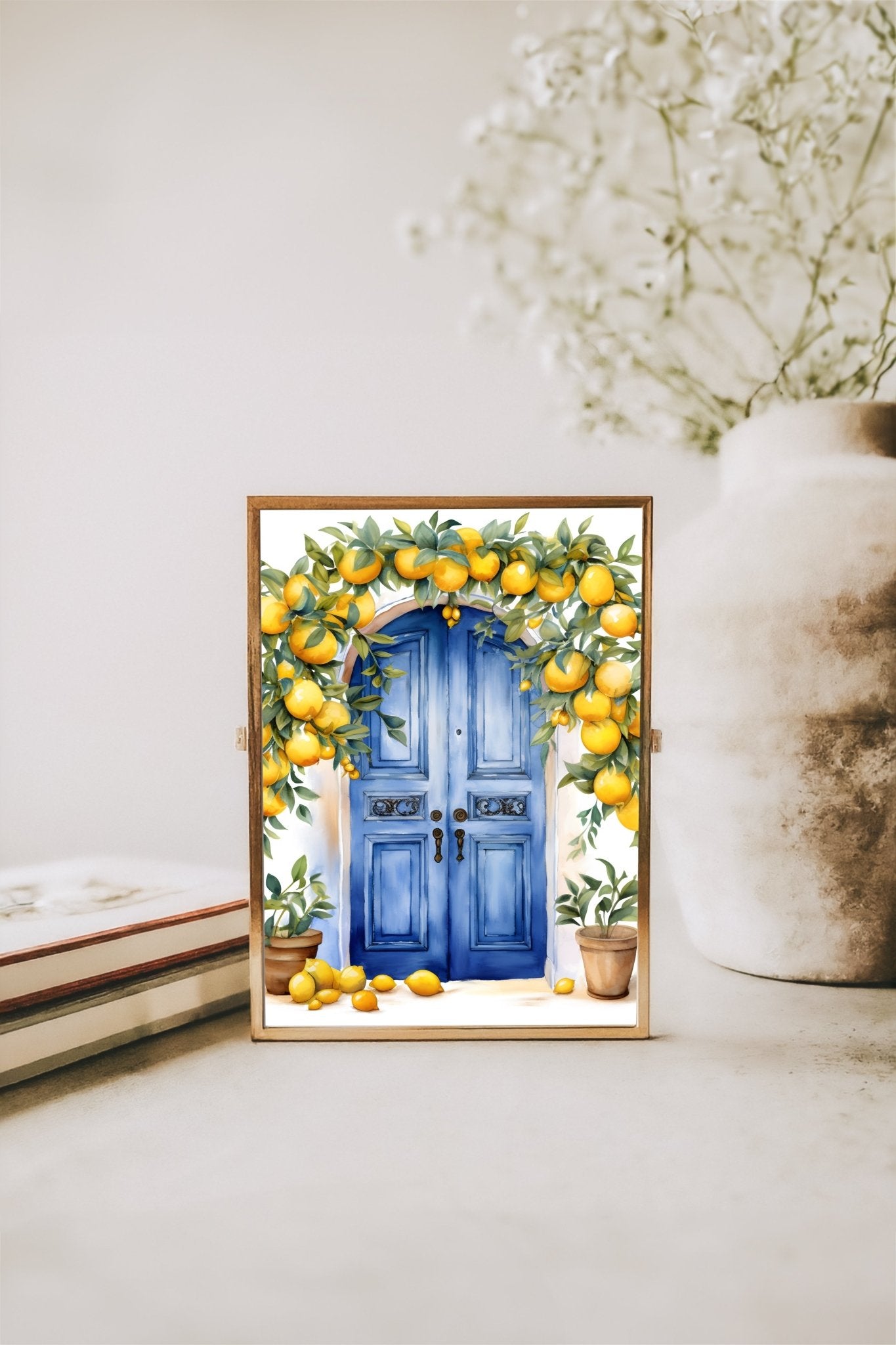 Affiche Porte aux Citrons – Illustration estivale méditerranéenne (A4, A5, A6) - La Papet' Littéraire