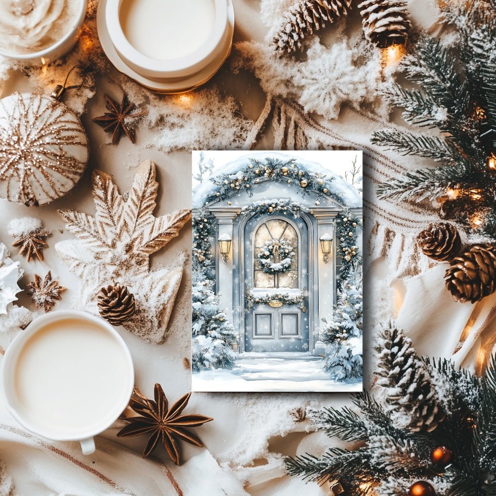 Carte & affiche hiver – La Porte aux Lumières d’Hiver | Décoration murale & papeterie poétique - La Papet' Littéraire