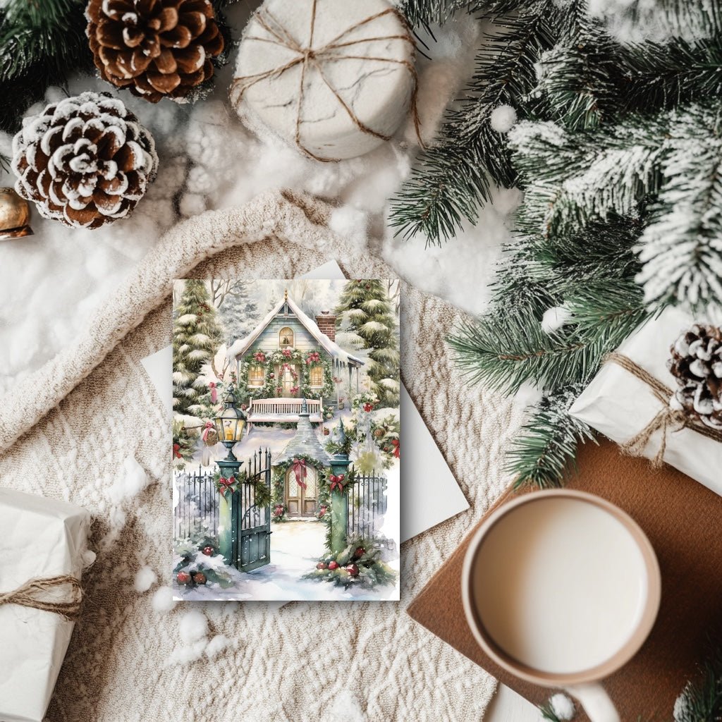 Carte & affiche hiver – Le Jardin sous la Neige | Décoration murale & papeterie poétique - La Papet' Littéraire