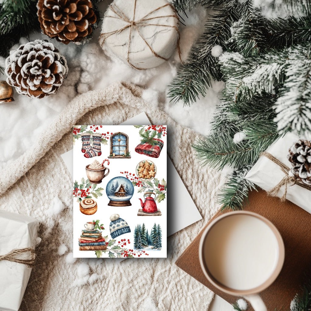 Carte & affiche hiver – Les Douceurs de l’Hiver | Décoration murale & papeterie cosy - La Papet' Littéraire