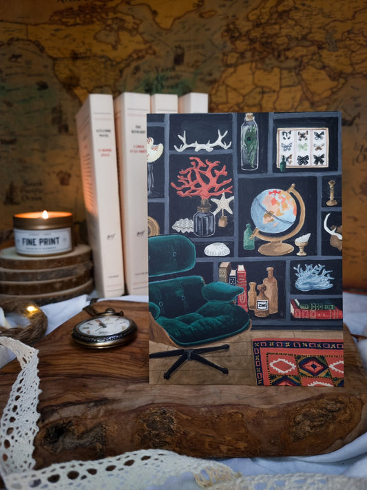 Carte illustrée "Cabinet de curiosités"- Mélanie Voituriez - La Papet' Littéraire
