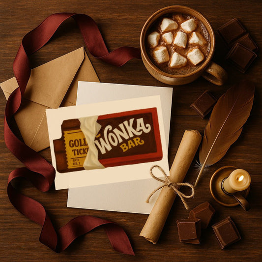 Carte Postale A6 Tablette Wonka & Ticket d'Or | Papeterie Magique - La Papet' Littéraire