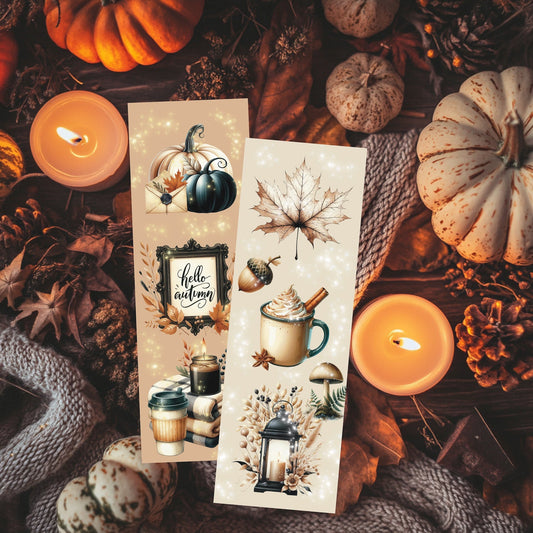 Duo de marque - pages Hello Autumn – Citrouilles & ambiance cosy noir et beige - La Papet' Littéraire