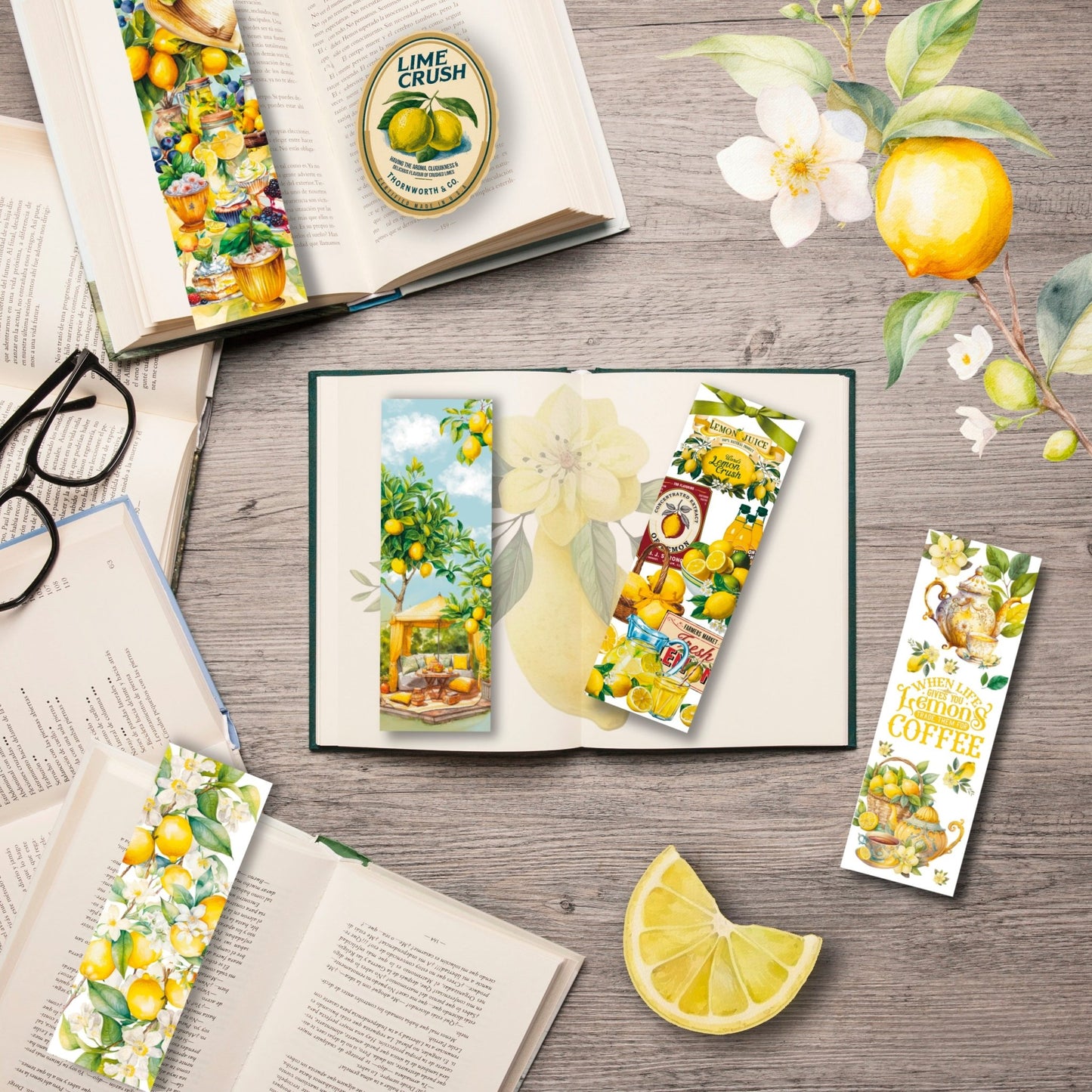Lot de 5 marque - pages citron • Papeterie fruitée • Accessoire lecture été - La Papet' Littéraire