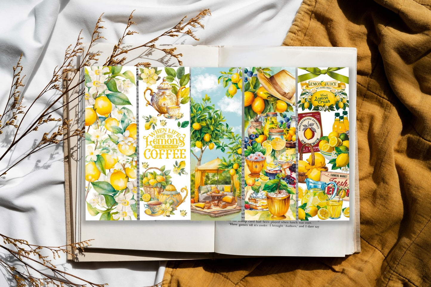 Lot de 5 marque - pages citron • Papeterie fruitée • Accessoire lecture été - La Papet' Littéraire