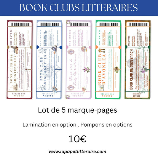 Lot de 5 marque - pages littéraires – Jane Austen, Brontë, Bridgerton, Outlander, Anne - La Papet' Littéraire
