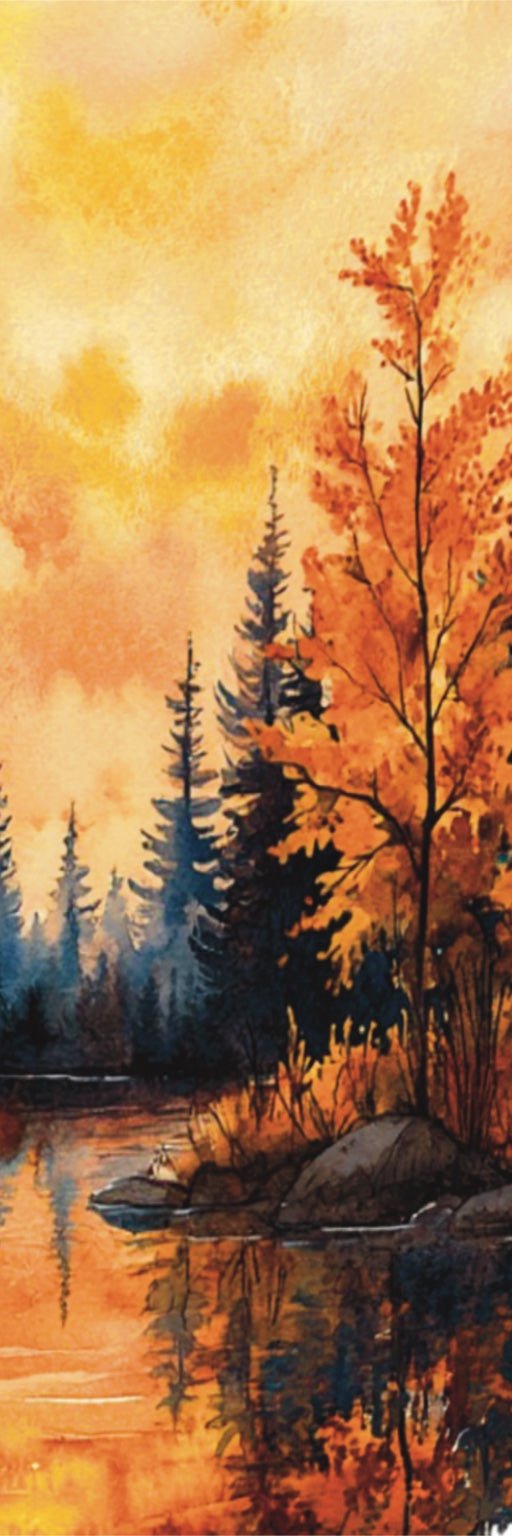 Marque - page automne – Forêt dorée au bord du lac - La Papet' Littéraire