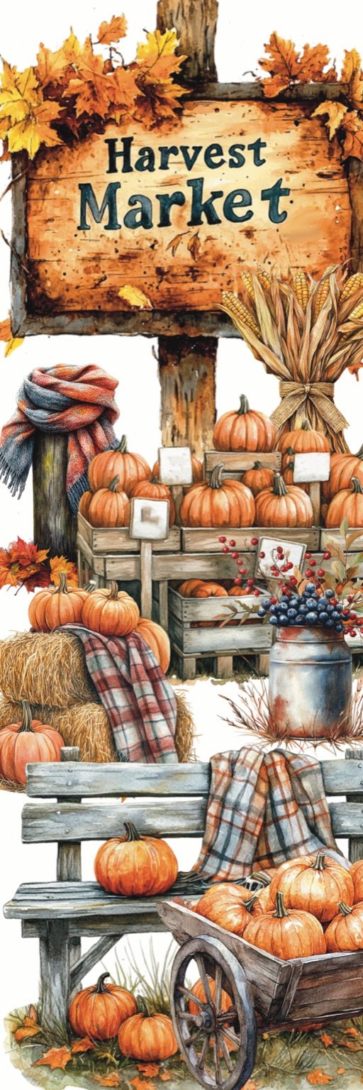 Marque - page automne – Scène de marché "Harvest Market" - La Papet' Littéraire