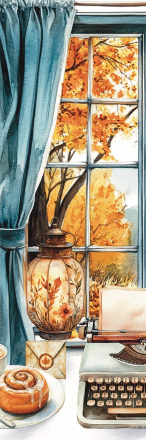 Marque - page Écrivain d’automne – Scène cosy à la fenêtre - La Papet' Littéraire