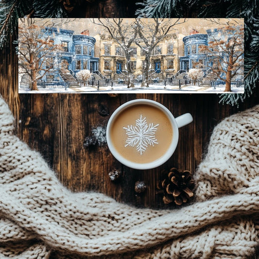 Marque - page hiver Brooklyn New York – Maisons enneigées & ambiance urbaine | Papeterie lecture - La Papet' Littéraire