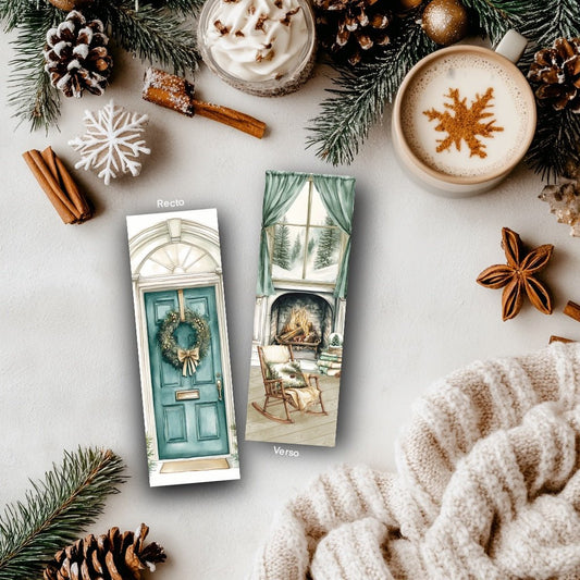 Marque - page hiver porte – Intérieur cosy & cheminée | Papeterie Littéraire - La Papet' Littéraire