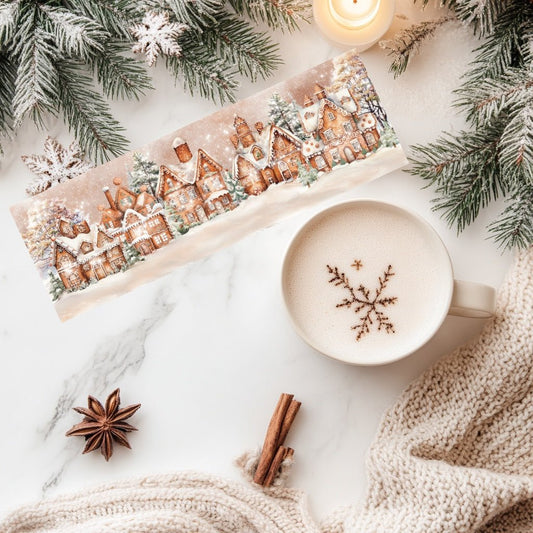 Marque - page hiver village en pain d’épices – Ambiance Noël & chocolat chaud | Papeterie lecture - La Papet' Littéraire