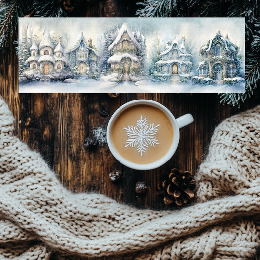 Marque - page hiver village enneigé – Maisons féeriques sous la neige | Papeterie lecture - La Papet' Littéraire