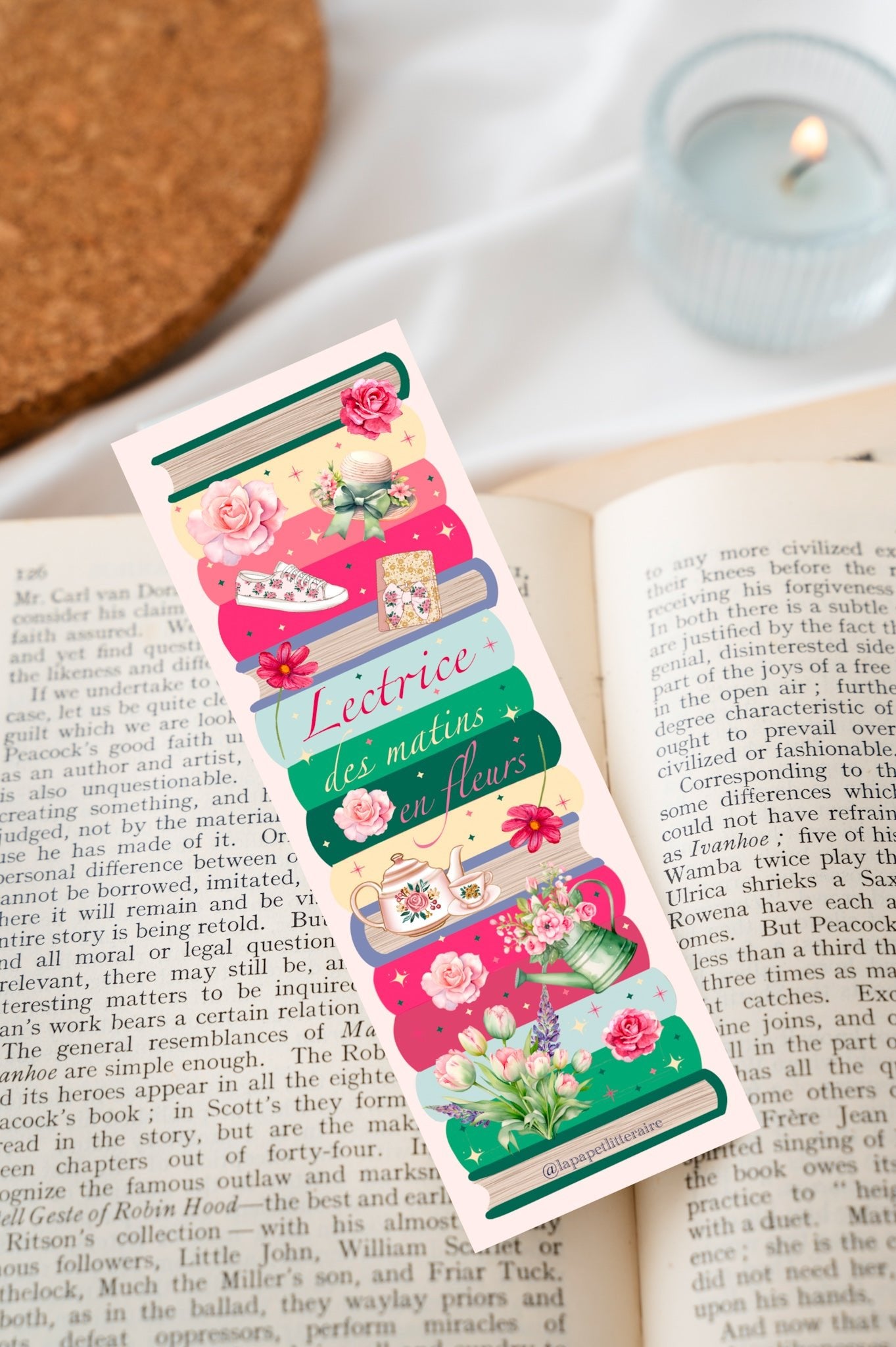 Marque page Lectrice des matins en fleurs - La Papet' Littéraire