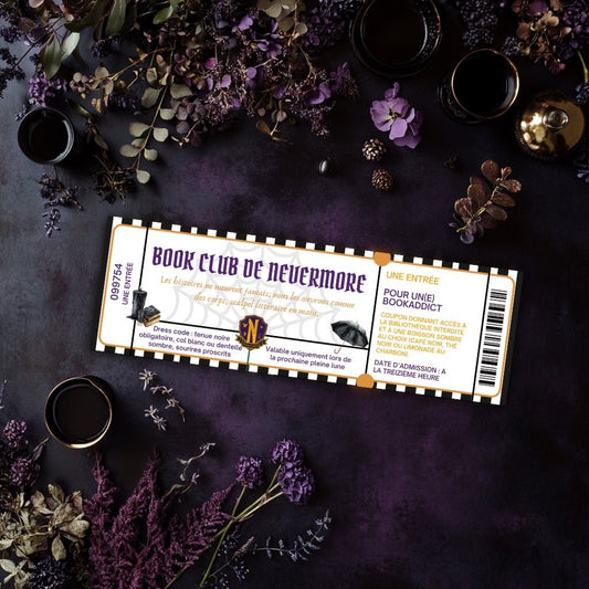 Marque - page Wednesday Addams – Ticket Book Club Nevermore gothique - La Papet' Littéraire
