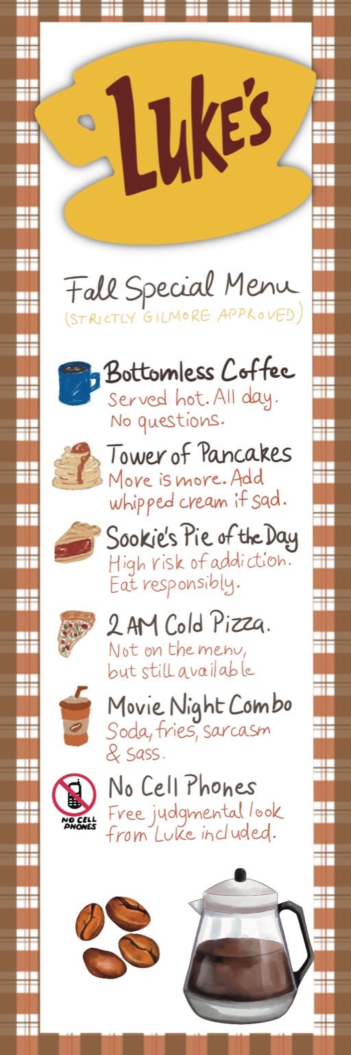 Marque‑page “Luke’s Fall Menu” – Stars Hollow Edition - La Papet' Littéraire