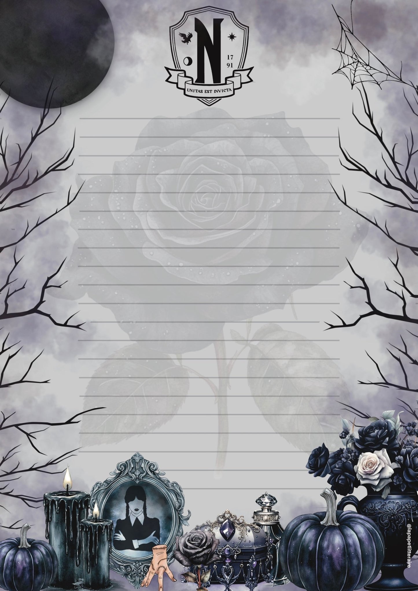 Pack Collector Wednesday Addams –7 marque - pages + 3 cartes + affiche A5 - La Papet' Littéraire