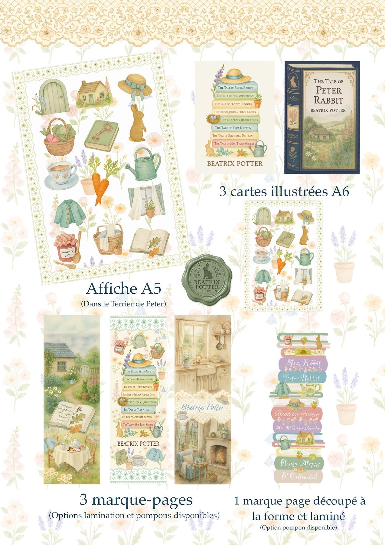 Pack papeterie Beatrix Potter – Marque - pages, cartes et affiche illustrée - La Papet' Littéraire