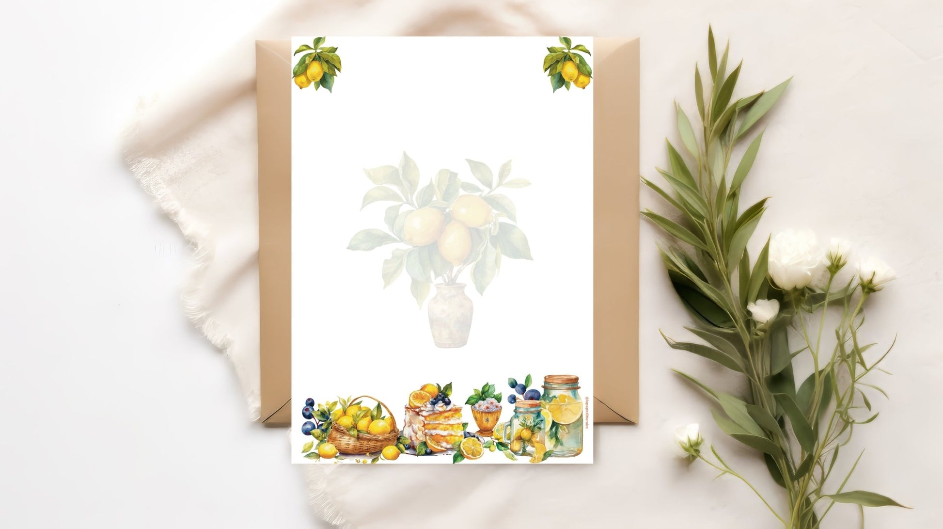 Papier à lettre à imprimer Fraîcheur citronnée - La Papet' Littéraire