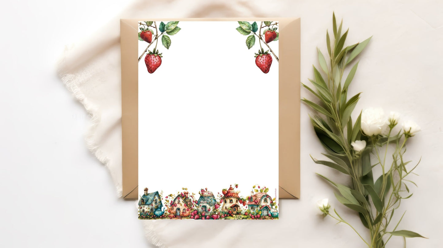 Papier à lettre à imprimer Strawberryfaisy Village - La Papet' Littéraire
