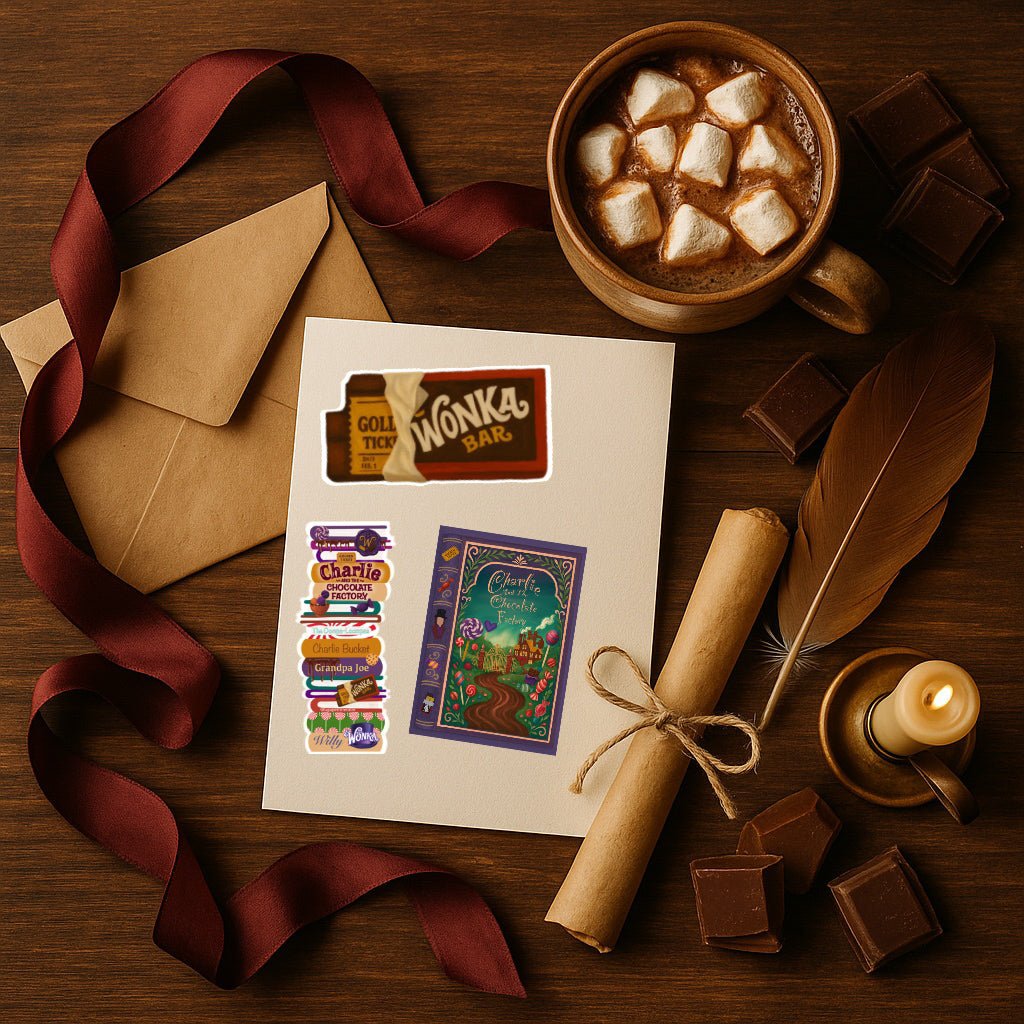 Stickers Wonka & Chocolaterie | Autocollants Vinyle Unité ou Lot de 3 - La Papet' Littéraire